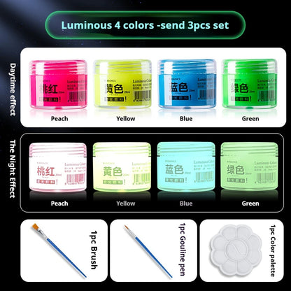 Glow in the dark pigment – lysende fluorescerende akrylmalesæt til DIY-graffiti, tasker og sko – TikTok viral 2026
