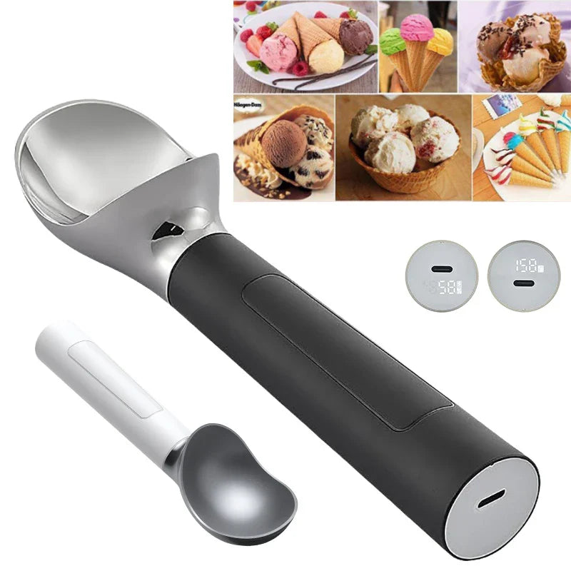 Cucchiaio Elettrico per Gelato Ricaricabile Riscaldato con Display LED Regalo Festivo 2025 Facile da Usare per Gelato Duro