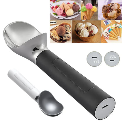 Cucchiaio Elettrico per Gelato Ricaricabile Riscaldato con Display LED Regalo Festivo 2025 Facile da Usare per Gelato Duro