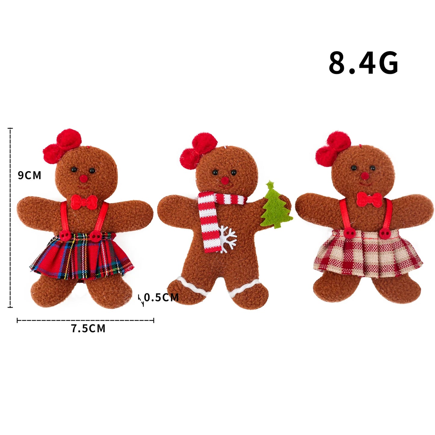 Gingerbread Man Hanging Ornaments - 3PC Christmas Tree Decor, New Year 2024 Gifts for Kids, Festive Garden Party Accents