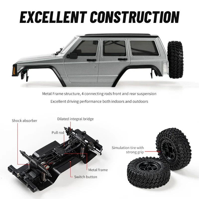 RC Car 1/18 Scale 4WD Off Road Crawler Toy Remote Control 2.4G With 40 Minute Run Time Fall 2025 Gift