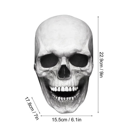 Full-Head Skull Silicone Horror Mask with Movable Jaw for Adults Halloween 2026