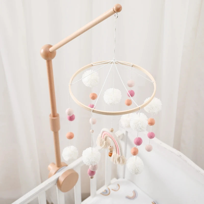 Wooden Baby Mobile Crib Arm Holder Newborn Sensory Toys