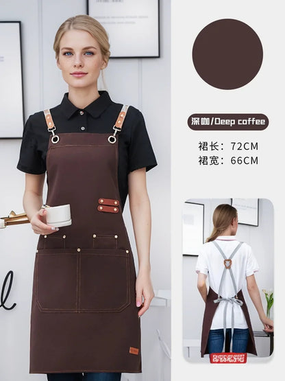 Kitchen Apron Professional Bib Apron Restaurant Work Apron Fall 2025 Waterproof Pockets Durable