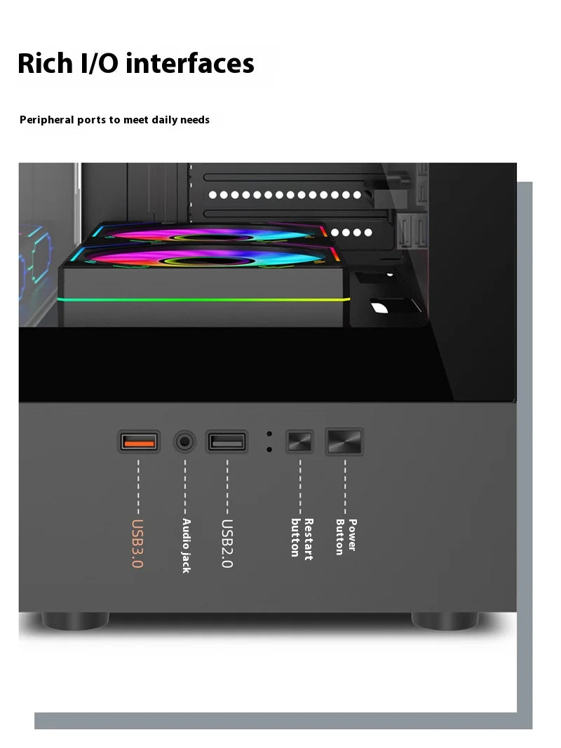 Mini ITX PC kabinet 240mm vandkøling MicroATX chassis