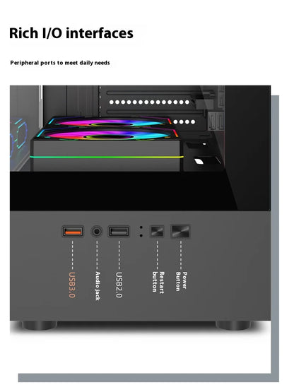 Mini ITX PC kabinet 240mm vandkøling MicroATX chassis