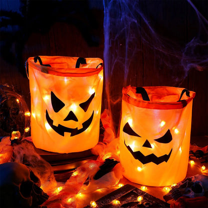 Secchio per dolcetti di Halloween con LED che si illumina al buio, secchio per dolcetti autunnale 2025 riutilizzabile, sicuro e visibile