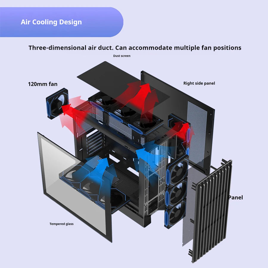 Boîtier PC avec côté en verre Support ATX M ATX ITX Radiateur 360mm