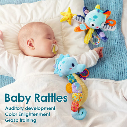 Soft Giraffe Baby Rattle Hanging Plush Newborn Sensory Toys