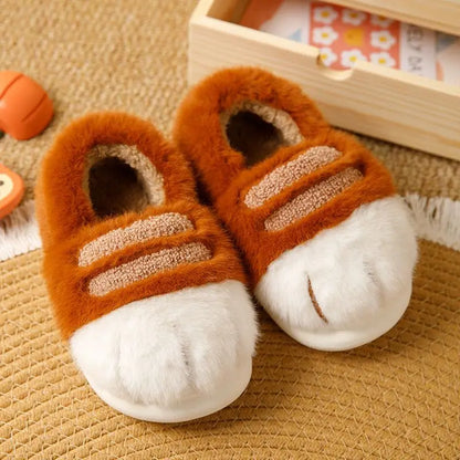 Pantofole calde e accoglienti unisex - design con zampa di gatto in peluche, pelliccia sintetica, uso interno per l'inverno