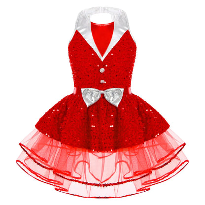 Lightweight girls' leotard - sequined skirted tutu, polyester, for ballet and dance performances