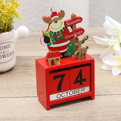 Adorno de calendario de cuenta regresiva de madera para Navidad, decoración de mesa
