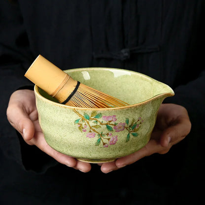 Matcha te sæt porcelænsskål bambus pisker traditionel æske