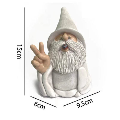 Statua gnomo da giardino in resina figura provocatoria con dito medio decorazione esterna virale TikTok regalo autunno 2026