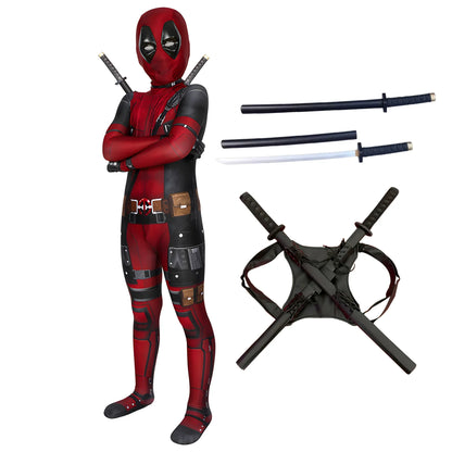 Deadpool-superhelte-cosplay-jumpsuit til børn med maske, komplet sæt til halloween og fødselsdagsgave 2026
