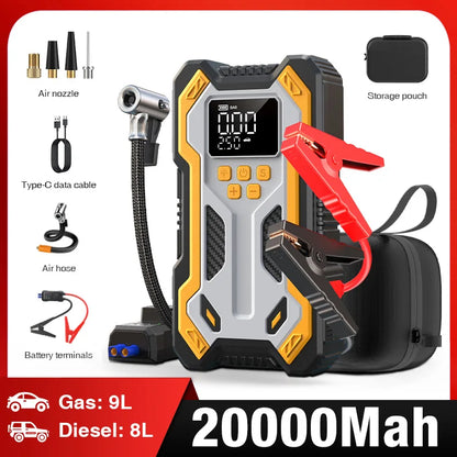 Car Jump Starter With Air Compressor Portable Battery Booster 20000mAh 160 PSI Tire Inflator Auto Shutoff Fall 2025