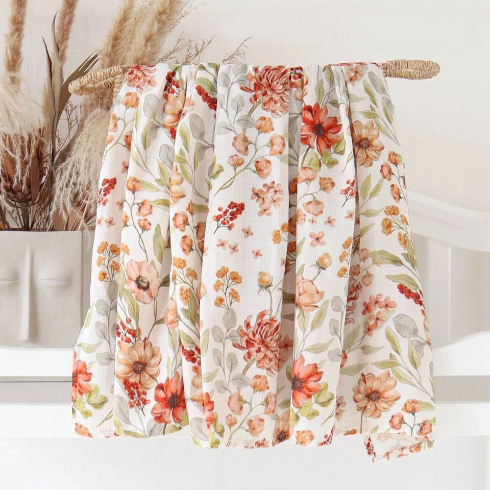 Bambus Musselin Pucktuch 120x120 Cm Blumen Neugeborenen Bettwäsche Herbst 2025 Atmungsaktiv Umweltfreundlich Baby Geschenk