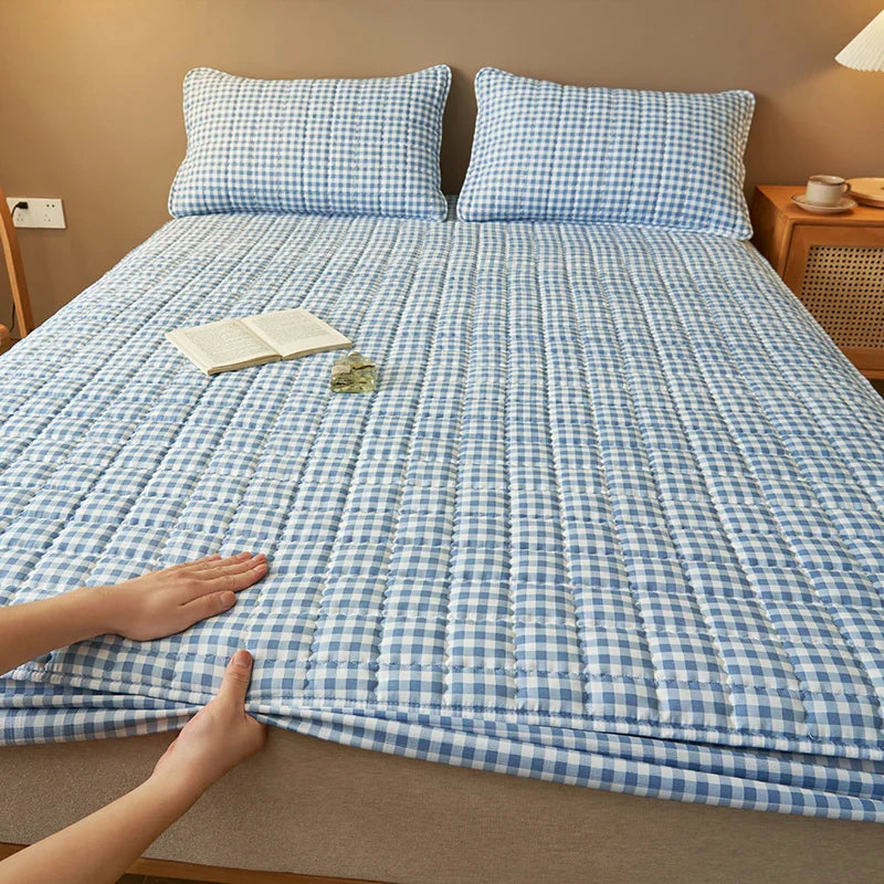 Protège-matelas matelassé à carreaux housse respirante antibactérienne literie automne 2025 sommeil frais