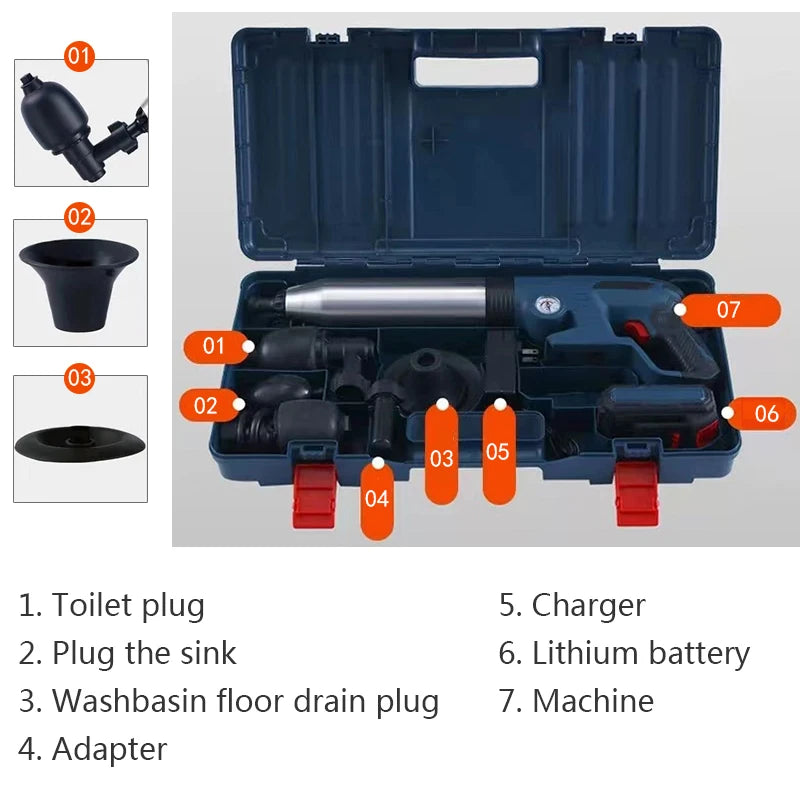 High-Pressure Air Plunger Cordless Drain Unclogging Kit For Sewer Pipes With Attachments Fall 2026 Home DIY