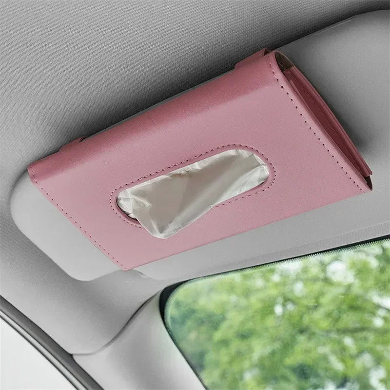 Car Tissue Box Holder - Sun Visor Accessory for Auto Interior Storage & Car Accessories PU Leather