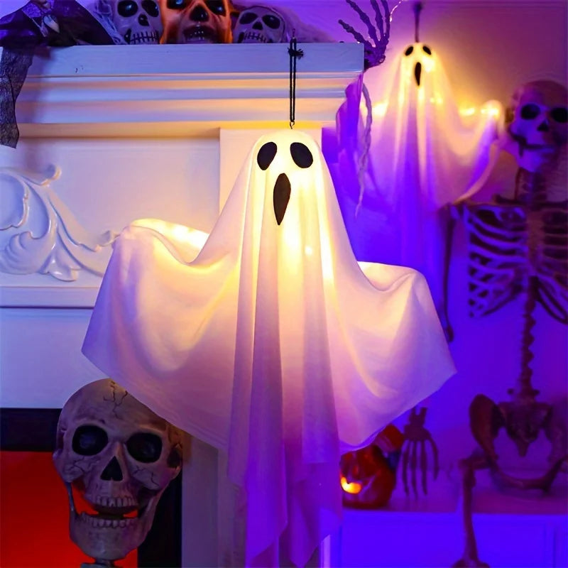 LED Halloween Ghosts 3 Piece 20 Inch Hanging Outdoor Decor Fall 2025 Warm Glowing Battery Powered Yard Display