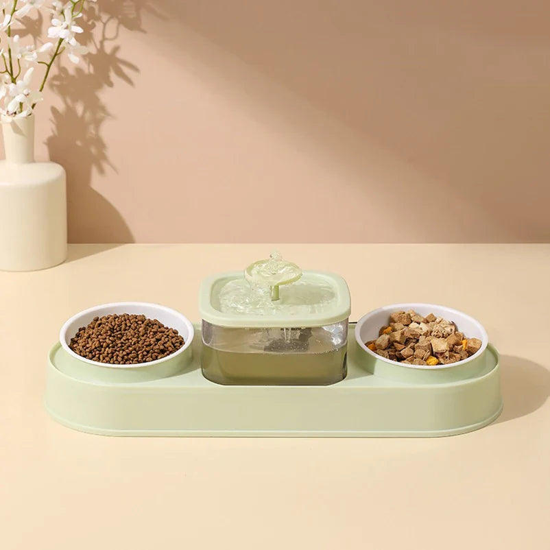 Automatischer Futterspender 200ml Portion Doppelnapf Edelstahl Futter- und Wasserstation Fall 2025 Rutschfest Leicht zu Reinigen