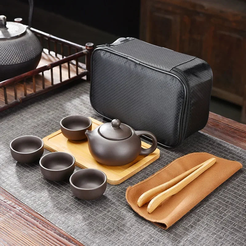 Purple Clay Travel Tea Set Portable Kung Fu Teaware