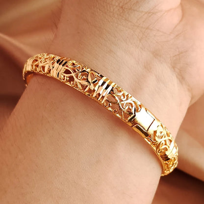 Guld Färgad Armband Öppen Design Bröllopsarmband Dubai Stil
