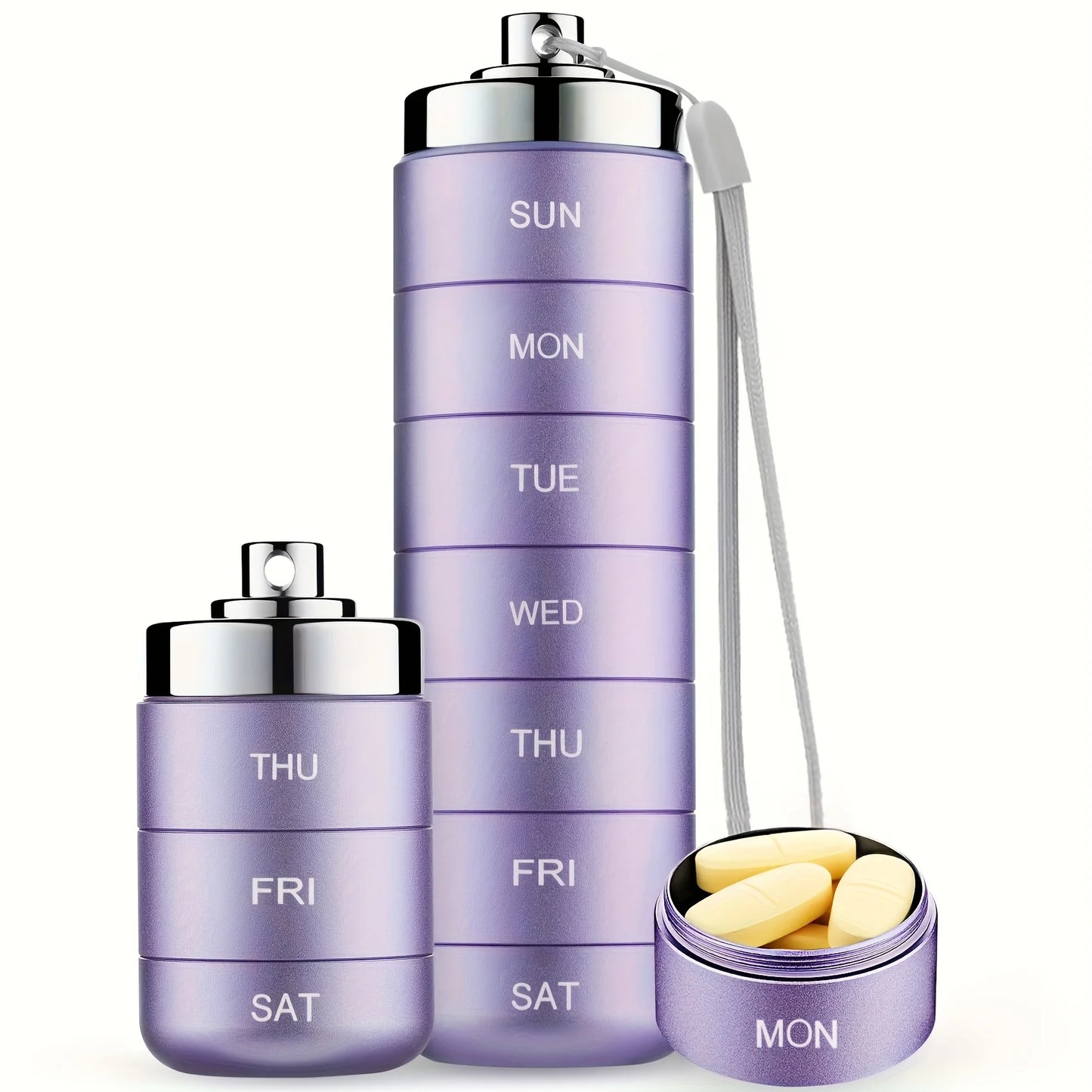 Pill Organizer Metal Travel Pill Box Set – Waterproof, Stackable, Summer Travel 2026