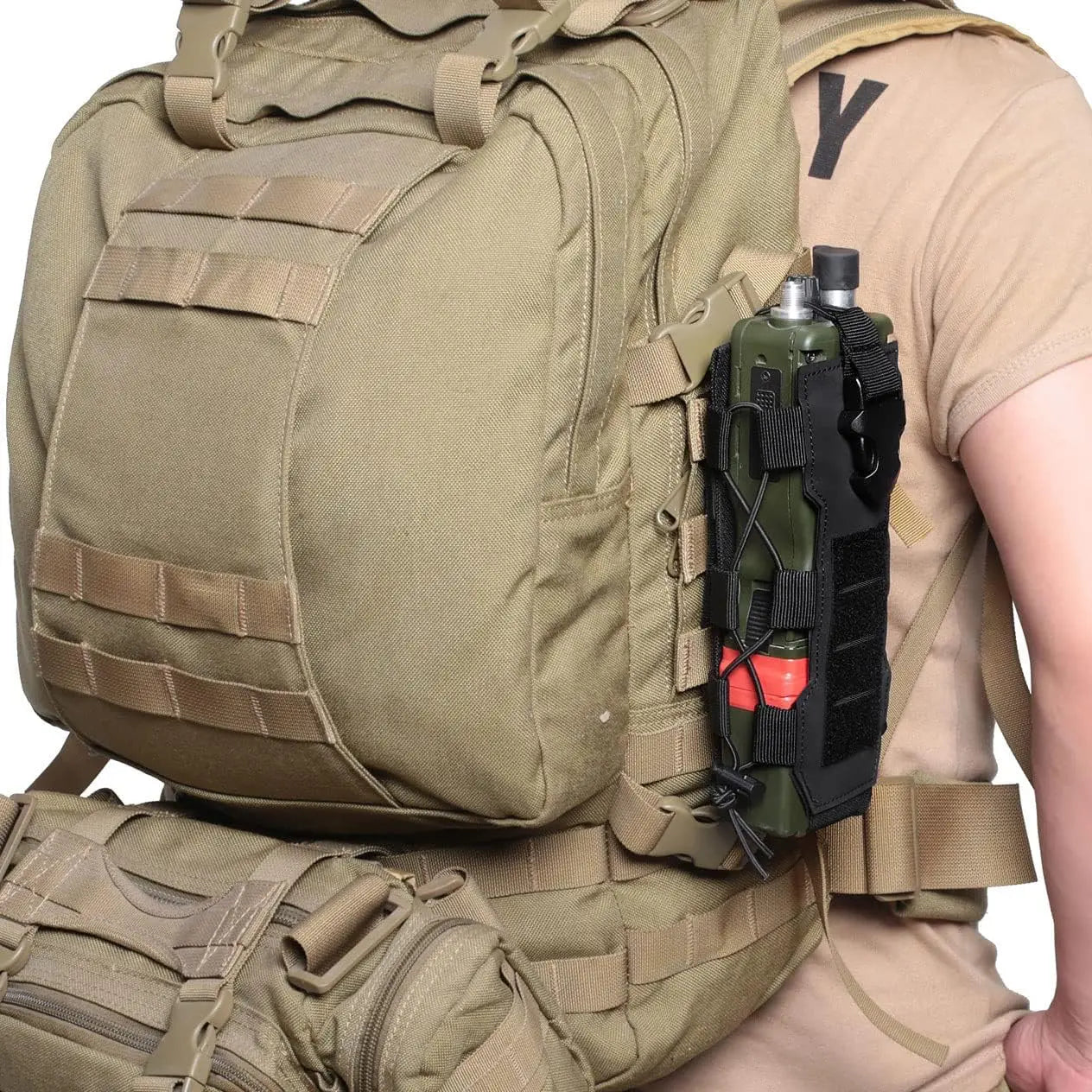 MOLLE Radio Pouch and Water Bottle Holder - Adjustable 40 Oz Pouch for Backpack Fall 2025 Tactical Gear Accessory