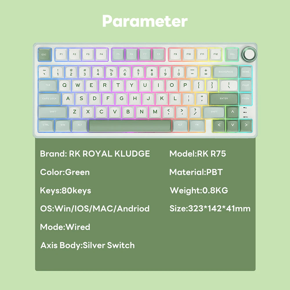 Teclado mecánico R75 junta 80 teclas RGB Hot Swap español