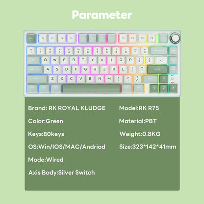Teclado mecánico R75 junta 80 teclas RGB Hot Swap español