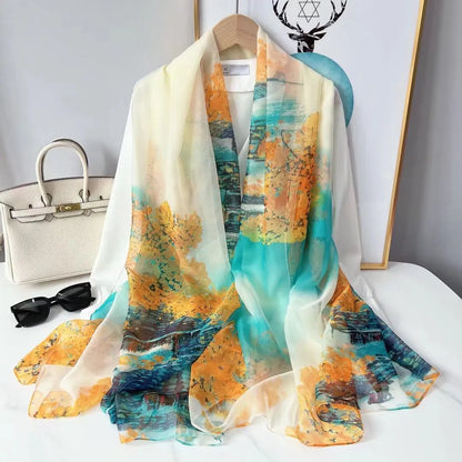Lightweight Flowy Women’s Silk Scarf - Long Sheer Wrap