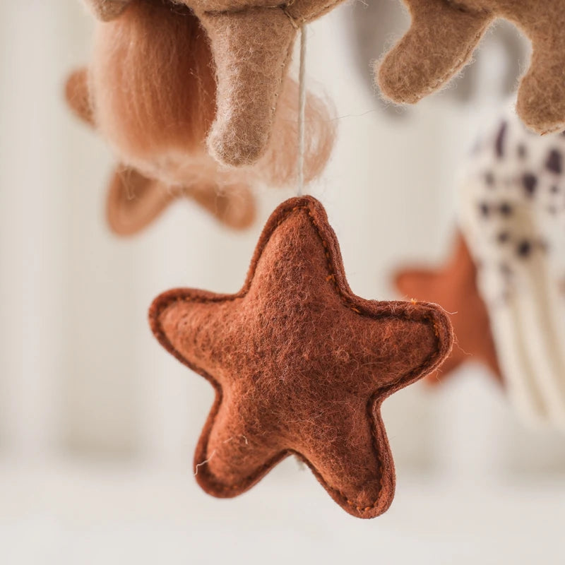 Wooden Felt Animal Crib Mobile With Soothing Calming Music