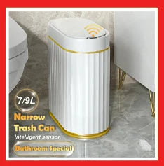 Automatic Sensor Trash Can Narrow Roman Stripe Bathroom Bin