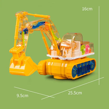 Mekanisk Gear Gravemaskine Legetøj med LED Lys & Musik - Uddannelsesmæssig Elektrisk Graver til Småbørn