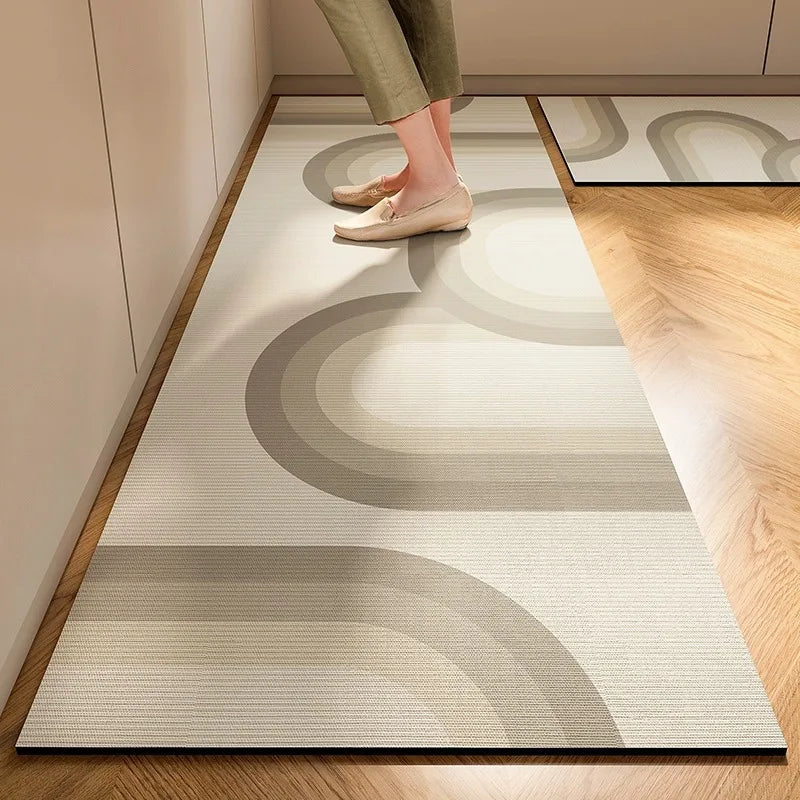 Japanese Minimalist Cream Anti Slip Floor Mat Kitchen