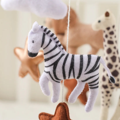 Wooden Felt Animal Crib Mobile With Soothing Calming Music