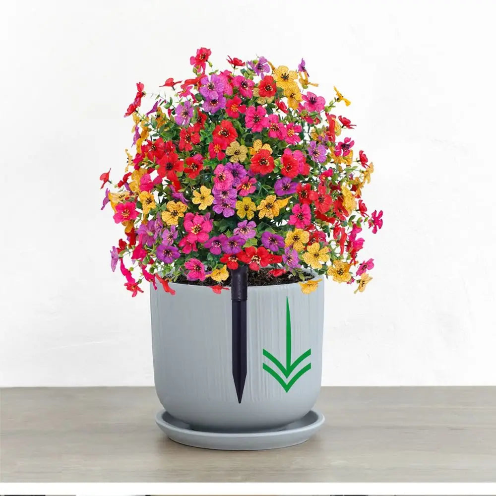 Picchetto da giardino con fiore artificiale, cespuglio fiorito finto da esterno con punta da conficcare nel terreno per decorare cortili, giardini e fioriere, 45 x 36 cm
