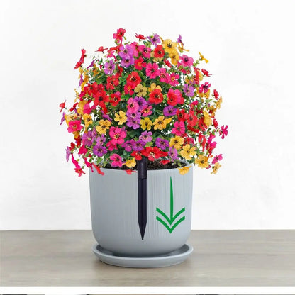 Picchetto da giardino con fiore artificiale, cespuglio fiorito finto da esterno con punta da conficcare nel terreno per decorare cortili, giardini e fioriere, 45 x 36 cm