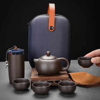 Purple Clay Travel Tea Set Portable Kung Fu Teaware
