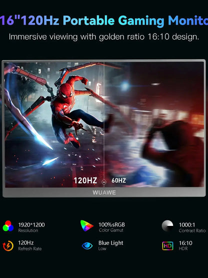 Écran portable 16 pouces 120Hz 1920x1200 HDR Cadeau de vacances