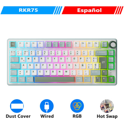 Teclado mecánico R75 junta 80 teclas RGB Hot Swap español