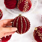 Burgundy Velvet Christmas Ornaments - Flocked Wine Red Balls for Holiday Tree Decor, Wedding & Anniversary Celebrations