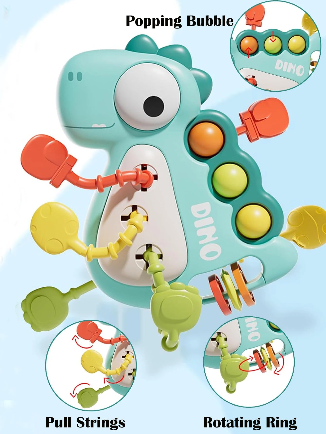 Montessori Dinosaur Pull Toy Newborn Sensory Toys Teether