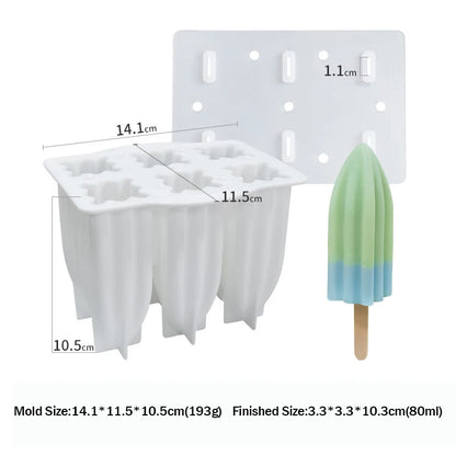 Variant image for 6-Hole Silicone Popsicle Molds for Homemade Ice Cream, Easy Release Ice Pop Maker with Cover and Sticks-8