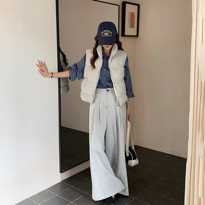 Lightweight Women's Down Vest - Cropped Boxy, Duck Fill