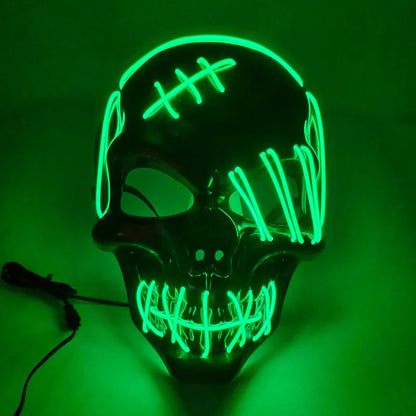 LED Glowing Skull Mask Full Face Halloween 2025 Cosplay