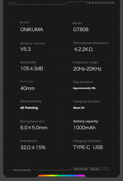 Wireless Gaming Headset Tri Mode Bluetooth Wired Immersive