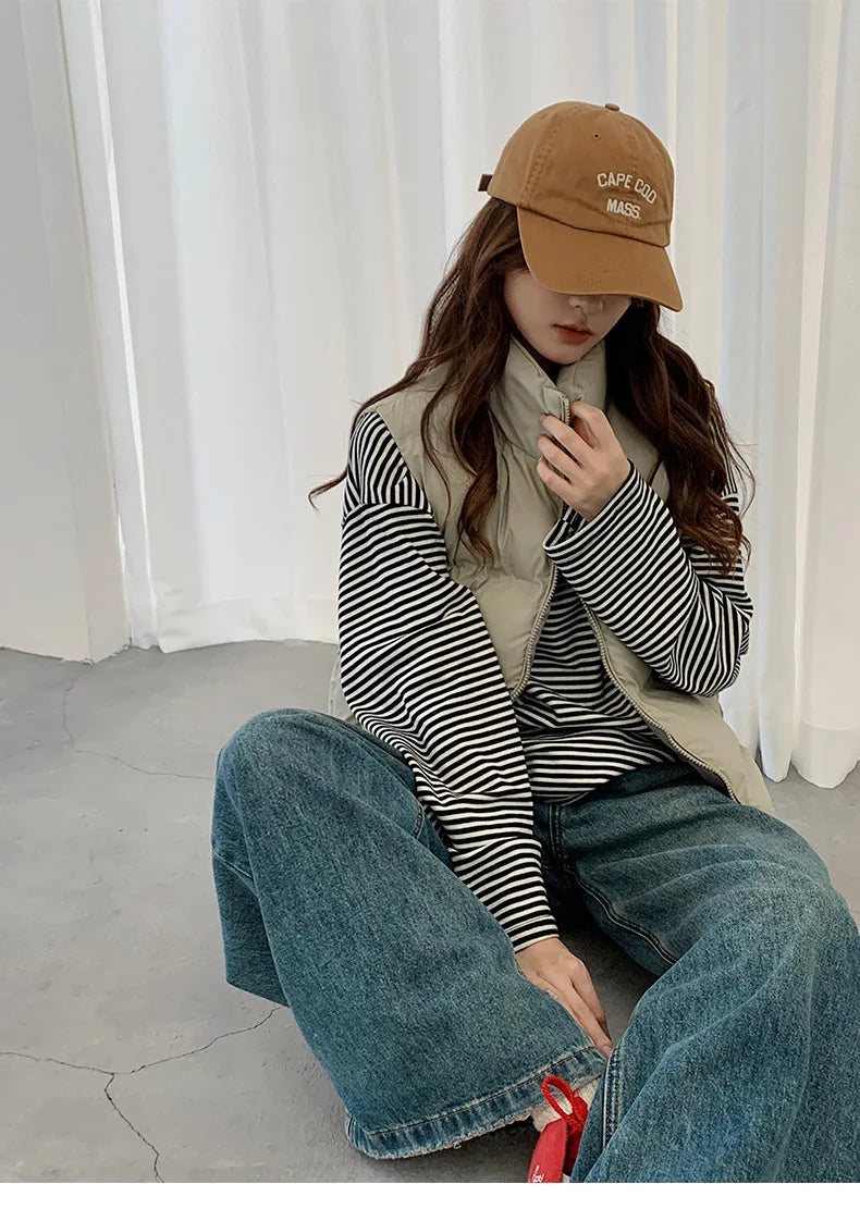 Lightweight Women's Down Vest - Cropped Boxy, Duck Fill